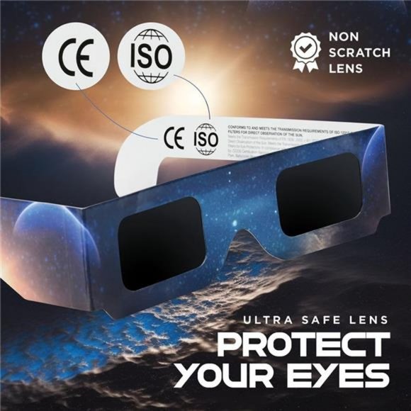 Solar Eclipse Glasses AAS Approved 2024 10 Pack CE and ISO Certified Safe Shades - Picture 5 of 8